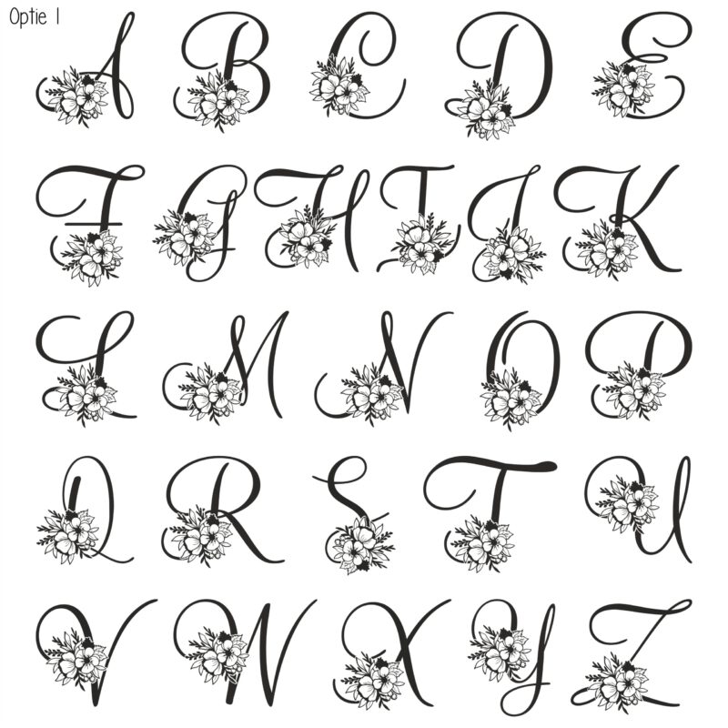 Geëtst glas letter met bloem - Afbeelding 2