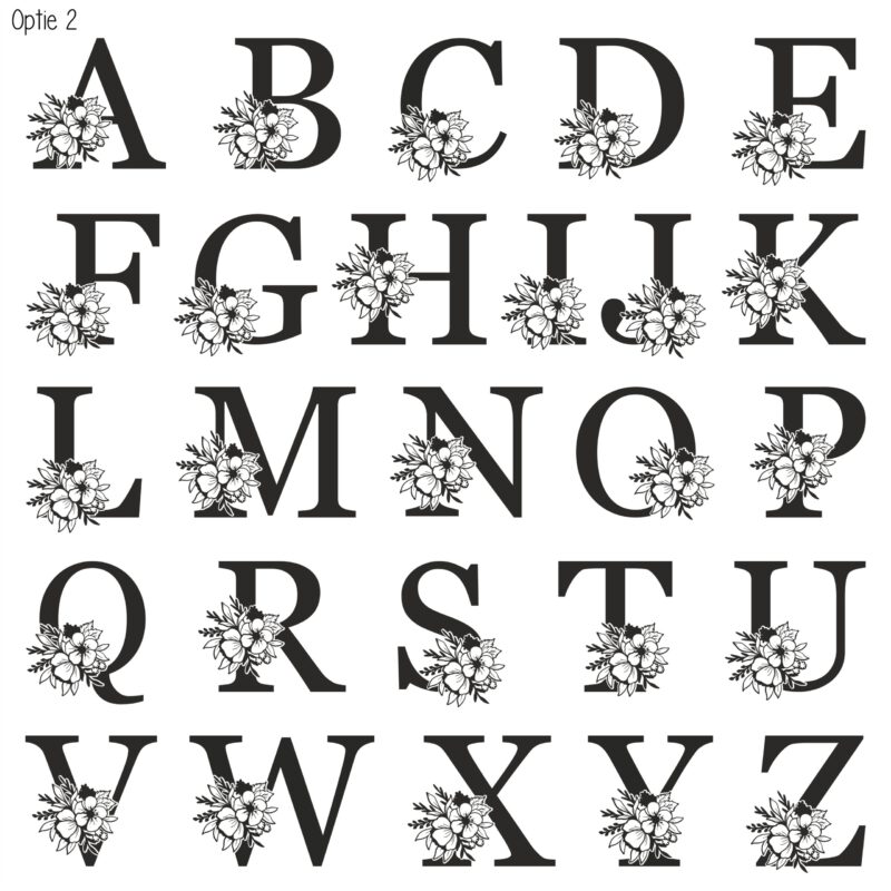 Geëtst glas letter met bloem - Afbeelding 3