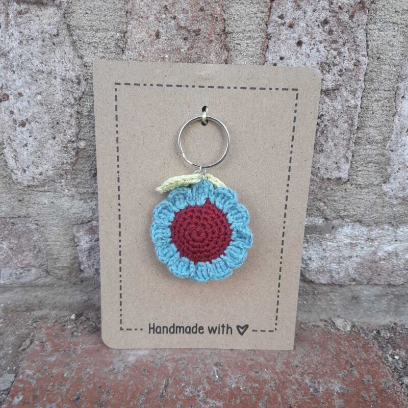 Sleutelhanger bloem blauw