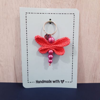 Sleutelhanger libelle roze