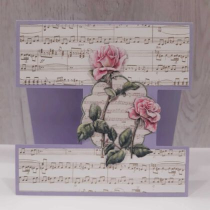 3D Kaart met rozen en muzieknoten