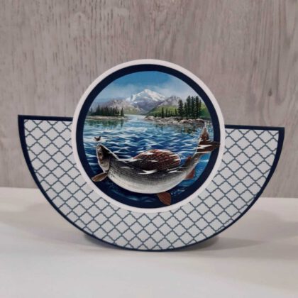 3D kaart met vis en berglandschap