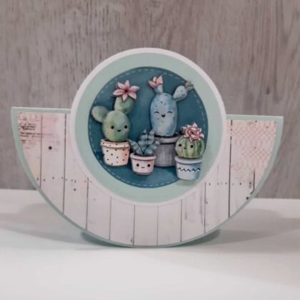 Vrolijke Handgemaakte 3D Kaart met Cactussen