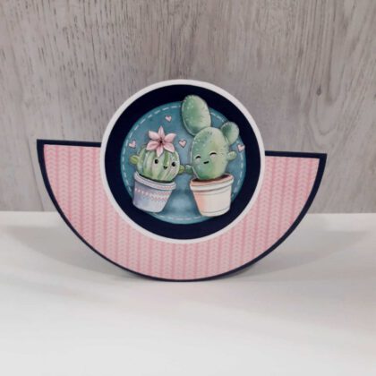 3D Kaart met 2 vrolijke cactussen