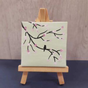 Schilderijtje vogel op tak