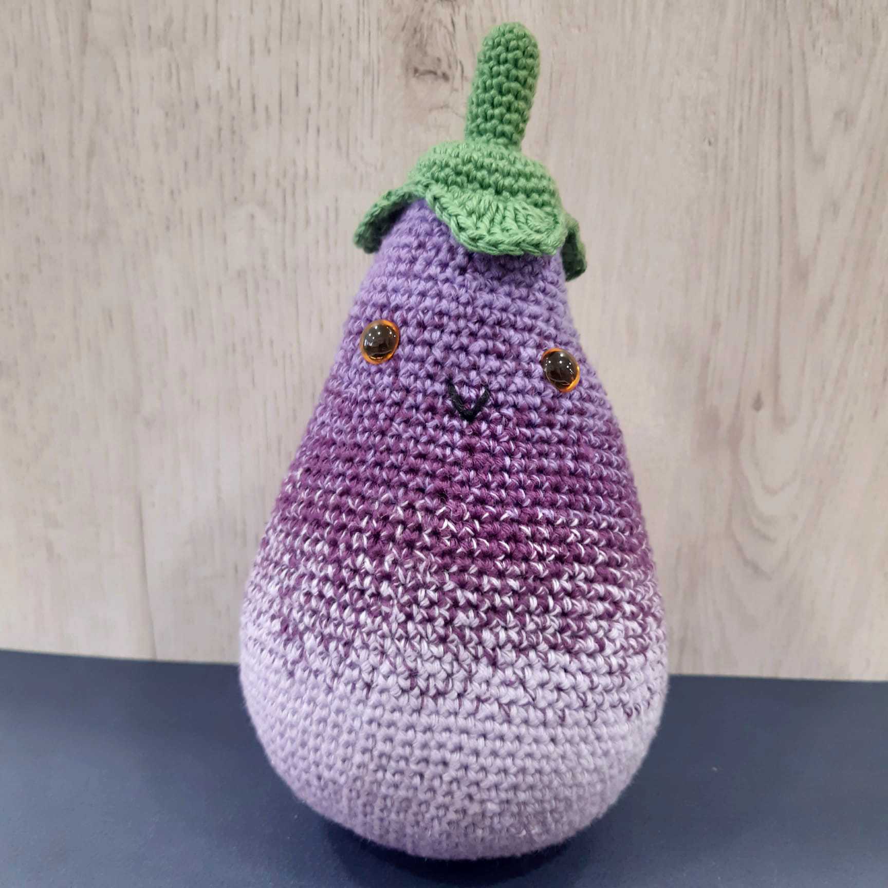 gehaakte aubergine katoen 20 cm handgemaakt