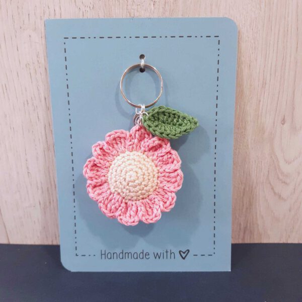 gehaakte bloem sleutelhanger handgemaakt